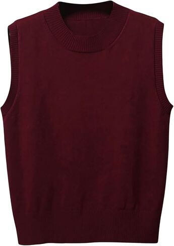ZUEVI Women's Sweater Vest Classic Crew Neck Pullover Tank Tops Casual Trendy Knitted Sleeveless Vests in Kuwait