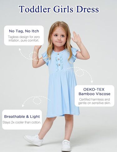Bamboo Viscose Toddler Girl Dresses Ruffle Sleeveless Kids Soft Summer Sundress in Saudi Arabia