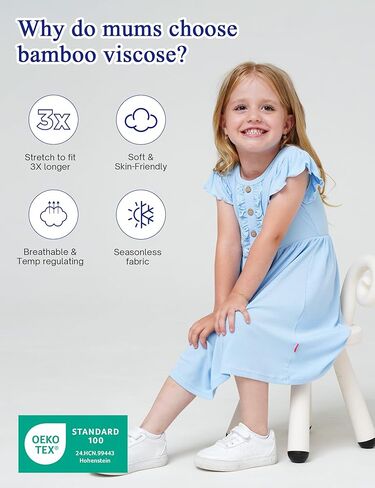 Bamboo Viscose Toddler Girl Dresses Ruffle Sleeveless Kids Soft Summer Sundress in Saudi Arabia