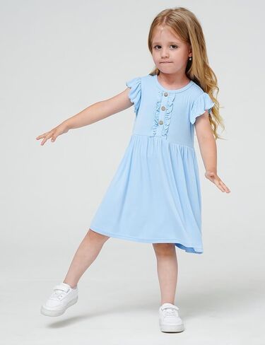 Bamboo Viscose Toddler Girl Dresses Ruffle Sleeveless Kids Soft Summer Sundress in Saudi Arabia