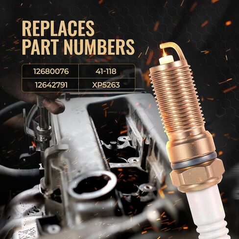 XP5263 Iridium Spark Plugs 4 Pack - Compatible with LaCrosse, Regal, Verano, Chevy Equinox, Malibu, HHR & More - Ideal Spark Plugs for 2.0L, 2.2L, 2.4L L4 Engines - Replacement for 12680076, 12642791 in Kuwait