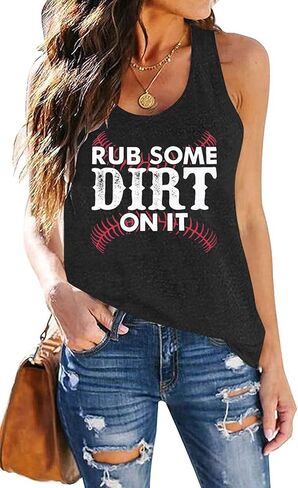Rub Some Dirt On It Tank Tops Women Baseball Sleeveless Shirt Baseball Mom Shirts Letter Printed Softball Tees Tops in Kuwait