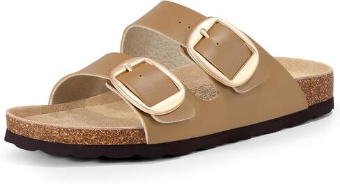 KIDMI Women's Cork Footbed Slide Sandals Comfortable Arch Support Outdoor Sandal with Big Adjustable Buckle for Summer in Kuwait
