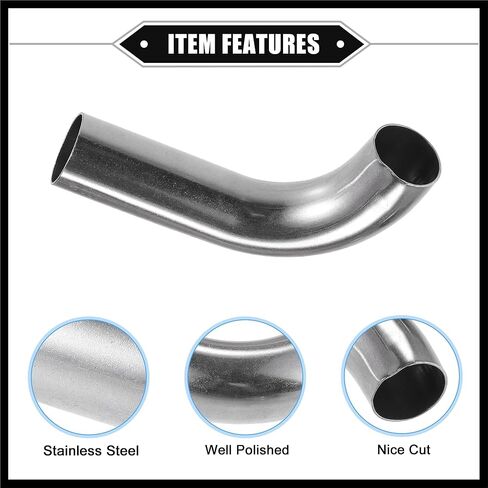 Bend Elbow Pipe Tube, 1" OD 4" 2.36" Leg 90 Degree DIY Exhaust Pipe Intercooler Air Intake Tube Universal for Car Truck Automotive Durable 304 Stainless Steel Durable Material in Saudi Arabia