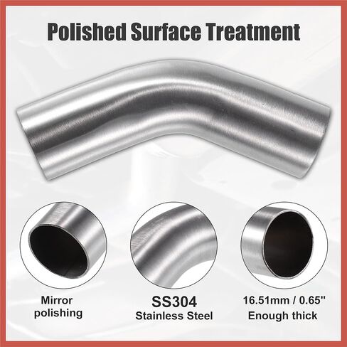 ACROPIX 1 Pcs OD 1.5 Inch 45 Degree Mandrel Bend Elbow SS304 Stainless Steel Bend Tube Exhaust Elbow Pipe for Car Modified Exhaust System Piping Silver Tone Car Parts in Saudi Arabia