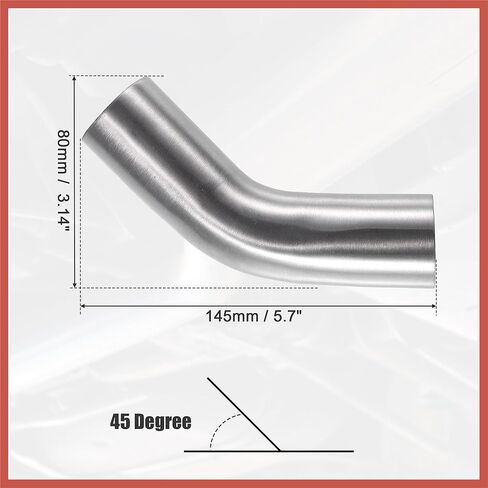 ACROPIX 1 Pcs OD 1.5 Inch 45 Degree Mandrel Bend Elbow SS304 Stainless Steel Bend Tube Exhaust Elbow Pipe for Car Modified Exhaust System Piping Silver Tone Car Parts in Saudi Arabia