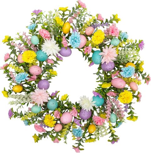 20 بوصة إكليل عيد الفصح للباب الأمامي زينة بيض عيد الفصح الربيع إكليل الزهور هدايا حفلة عطلة جدار ديكور المنزل نافذة in Kuwait