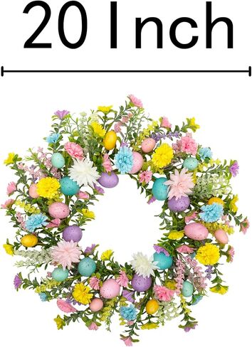20 بوصة إكليل عيد الفصح للباب الأمامي زينة بيض عيد الفصح الربيع إكليل الزهور هدايا حفلة عطلة جدار ديكور المنزل نافذة in Kuwait