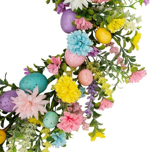 20 بوصة إكليل عيد الفصح للباب الأمامي زينة بيض عيد الفصح الربيع إكليل الزهور هدايا حفلة عطلة جدار ديكور المنزل نافذة in Kuwait