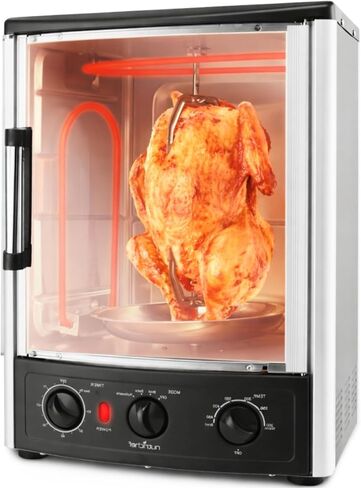 Nutrichef Vertical Countertop Oven with Rotisserie, Bake, Broil, & Kebab Rack Functions - Adjustable Settings - 2 Shelves - 1500W - Thanksgiving Turkey - Includes Grill, Kebab skewer racks & bake pan in Kuwait