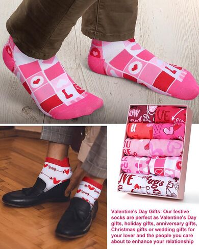 Haysandy 10 Pairs Valentine’s Day Socks for Women, Heart Love Pattern Ankle Socks Bulk, Cute Novelty Valentine Gifts for Girlfriend, Wife, Friends in Saudi Arabia
