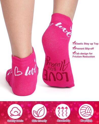 Haysandy 10 Pairs Valentine’s Day Socks for Women, Heart Love Pattern Ankle Socks Bulk, Cute Novelty Valentine Gifts for Girlfriend, Wife, Friends in Saudi Arabia