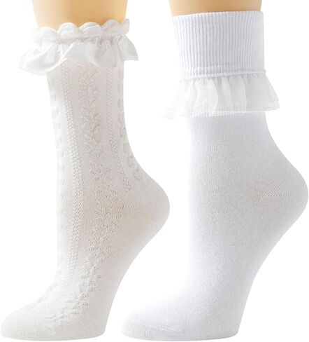 جوارب مكشكشة من الدانتيل للنساء - جوارب الأميرة القطنية الأنيقة in Kuwait