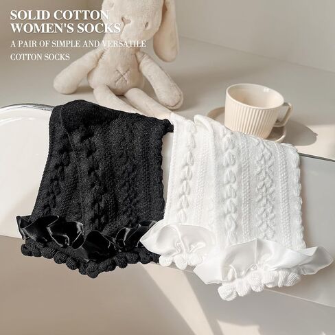 جوارب مكشكشة من الدانتيل للنساء - جوارب الأميرة القطنية الأنيقة in Kuwait