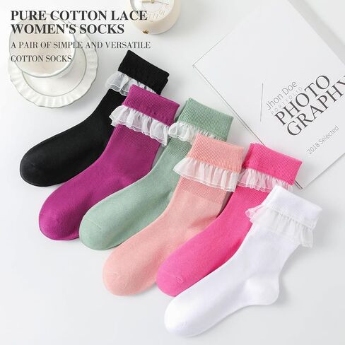 جوارب مكشكشة من الدانتيل للنساء - جوارب الأميرة القطنية الأنيقة in Kuwait