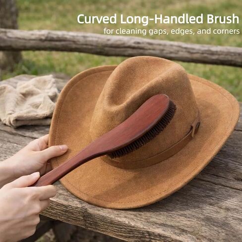 5 Pcs Horsehair Felt Hat Brush Kit with Cleaning Sponge, Removes Dust, Lint, Sweatband Buildup & Pet Hair, Versatile Care for Cowboys, Fedoras, Baseball Caps, Suits, Shoes in Saudi Arabia