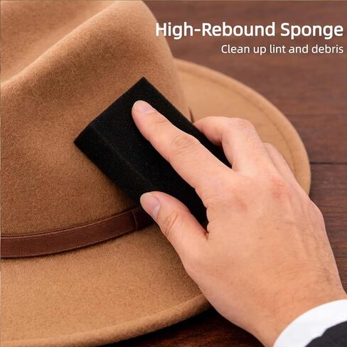 5 Pcs Horsehair Felt Hat Brush Kit with Cleaning Sponge, Removes Dust, Lint, Sweatband Buildup & Pet Hair, Versatile Care for Cowboys, Fedoras, Baseball Caps, Suits, Shoes in Saudi Arabia