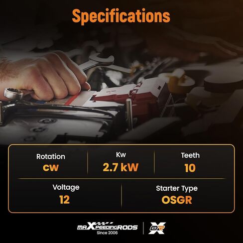 محرك تشغيل maxpeedingrods لجرار بيلاروسيا 250 250AS 300 310 400 400A 400AN 405A E4، 12V 2.7KW 10 أسنان CW OSGR، استبدال # 9142780 443115142780 24063708000 in Saudi Arabia
