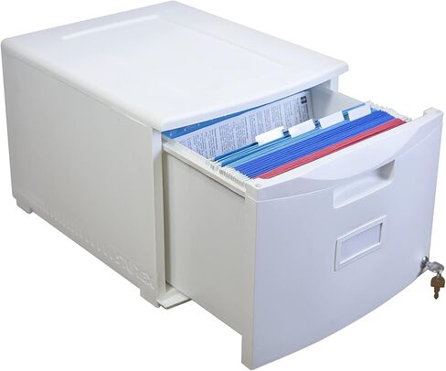 Storex Plastic One-Drawer File Cabinet – Locking Document Organizer for Home and Office, Black, 1-Pack (61265B01C) in Saudi Arabia