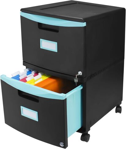 Storex Plastic One-Drawer File Cabinet – Locking Document Organizer for Home and Office, Black, 1-Pack (61265B01C) in Saudi Arabia