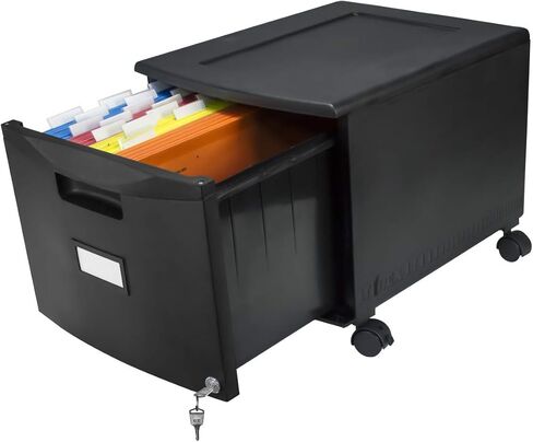 Storex Plastic One-Drawer File Cabinet – Locking Document Organizer for Home and Office, Black, 1-Pack (61265B01C) in Saudi Arabia
