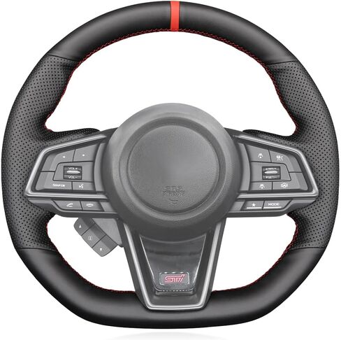 MEWANT Hand Stitch Steering Wheel Cover for Subaru WRX 2022-2023 Made of Black Smooth Hexagon Embossed Athsuede in Saudi Arabia