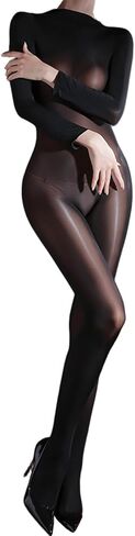 LESOYA Women's Long Sleeve Bodysuit Catsuit Oil Shiny Bodystocking Silky Body Stockings for Women in Saudi Arabia