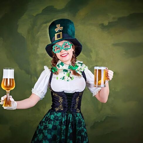 St. Patrick's Day Shamrock Scarf Irish Clover White Green Scarves Shamrock Patterns Satin Scarf in Kuwait