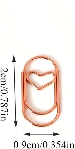 100pcs Rose Gold Heart Paper Clips - Romantic Love Shaped Mini Clips for Photos/Bookmarks/Documents, Cute Office Supplies in Saudi Arabia