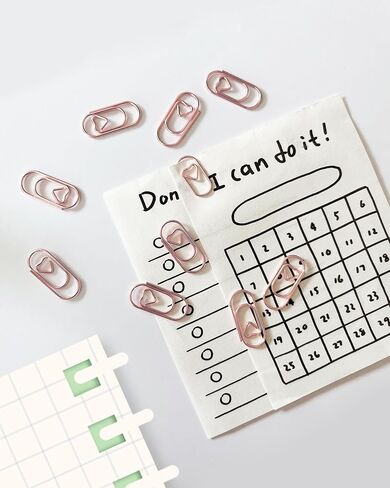 100pcs Rose Gold Heart Paper Clips - Romantic Love Shaped Mini Clips for Photos/Bookmarks/Documents, Cute Office Supplies in Saudi Arabia