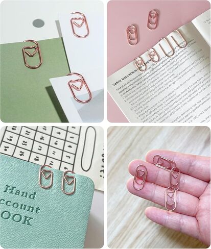100pcs Rose Gold Heart Paper Clips - Romantic Love Shaped Mini Clips for Photos/Bookmarks/Documents, Cute Office Supplies in Saudi Arabia