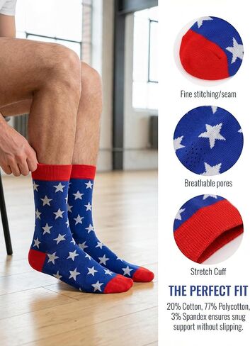 Kodal Amercian Flag Socks for Men and Women 3 Pairs 4th July Middle Funny Socks Star and Stripe Patriotic Freedom Day Gifts in Saudi Arabia
