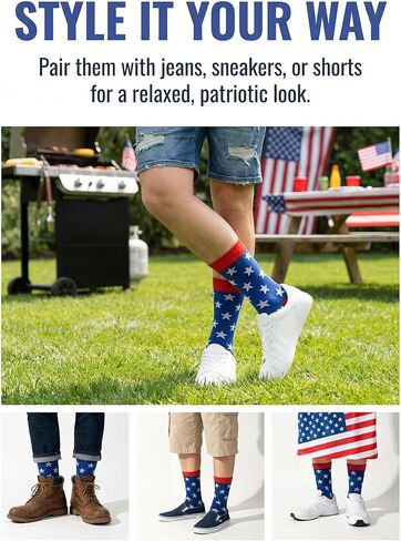 Kodal Amercian Flag Socks for Men and Women 3 Pairs 4th July Middle Funny Socks Star and Stripe Patriotic Freedom Day Gifts in Saudi Arabia