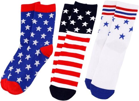 Kodal Amercian Flag Socks for Men and Women 3 Pairs 4th July Middle Funny Socks Star and Stripe Patriotic Freedom Day Gifts in Saudi Arabia
