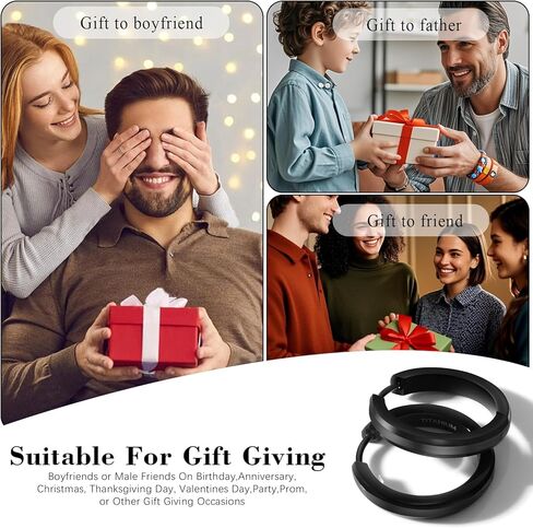 TGNEL Polished Pure Titanium Hoop Earrings for Women Men | Big Simple Plain Titanium Earring Hoops Hypoallergenic for Sensitive Ears in Kuwait