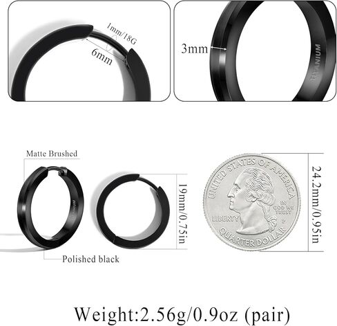 TGNEL Polished Pure Titanium Hoop Earrings for Women Men | Big Simple Plain Titanium Earring Hoops Hypoallergenic for Sensitive Ears in Kuwait