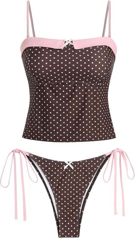 ZAFUL Tankini ملابس السباحة للنساء Colorblock Bandeau Tankini Top مع ربطة عنق سفلية جانبية مكونة من قطعتين بيكيني in Kuwait
