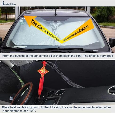 6Pcs Car and SUV Front Windshield Foldable Sunshade, Sunscreen Mat, Silver Cloth (6Pcs All Window) in Kuwait