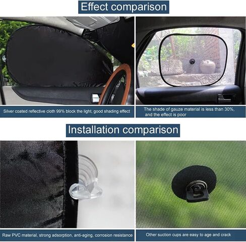 6Pcs Car and SUV Front Windshield Foldable Sunshade, Sunscreen Mat, Silver Cloth (6Pcs All Window) in Kuwait