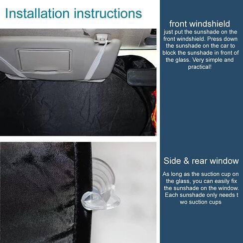 6Pcs Car and SUV Front Windshield Foldable Sunshade, Sunscreen Mat, Silver Cloth (6Pcs All Window) in Kuwait