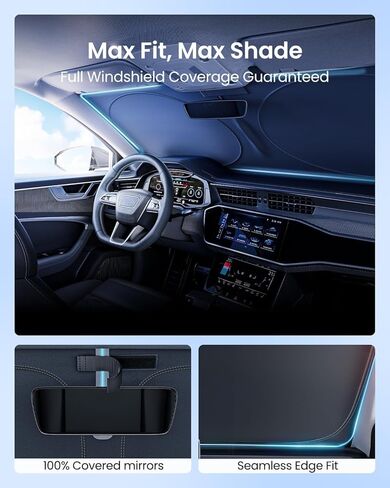 مظلة شمسية للزجاج الأمامي للسيارة من REEVAA 2025 [حماية من الشمس بنسبة 99% للحماية الداخلية القصوى] تحافظ على برودتها وقابلة للطي وإكسسوارات السيارة مع حقيبة تخزين لسيارة السيدان/سيارات الدفع الرباعي المدمجة | م (64 بوصة × 32 بوصة) in Kuwait