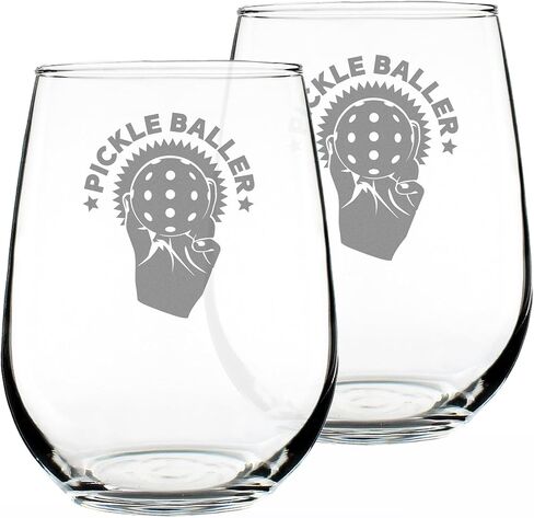 كأس نبيذ بدون جذع من Pickleballer - هدايا كرة Pickleball للنساء والرجال - ديكور على شكل كرة Pickleball - أكواب كبيرة بوزن 17 أونصة in Saudi Arabia