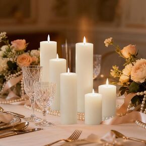 18 Pcs Ivory Pillar Candles Bulk Set，2x3 2x6 2x8 Inch - 12 Each Size，Hurricane Candles，Dripless Unscented Smokeless，Gives You a Better Atmosphere When Organizing Wedding or Event Party. in Kuwait