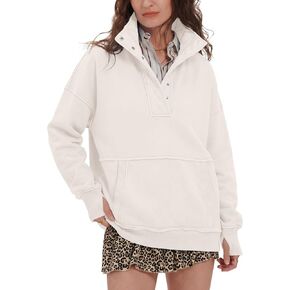 Gacaky Womens Oversized Sweatshirts Button Henley Neck Pullover Tops Fall Fashion Sweaters 2026 Winter Outfits Clothes in Kuwait