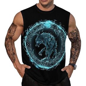 Men Viking Norse Mythology Tank Top Sleeveless Tee Cool Workout T-Shirts Athletic Undershirts in Kuwait