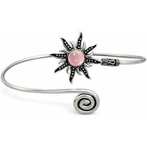 Silver Sunburst Bangle, Opal Stone Hand Cuff, Spiral Hand Cuff, Gemstone Cuff Bangle, Sun Bohemian Jewelry Gift in Kuwait
