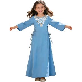 ABAO SISTER فستان عباية للفتيات مطرز فستان عيد رمضان مع جوانب بأربطة وأكمام واسعة فستان إسلامي مهرجان الصلاة in Kuwait