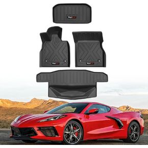 لملحقات 2020-2025 2026 Chevy Corvette C8 الحصير الأرضية وحصائر البضائع الأمامية والخلفية مجموعة كاملة من TPE للحماية من جميع الأحوال الجوية (مجموعة كاملة) in Kuwait