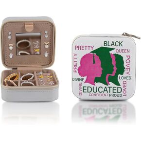 ASIJUNTYECHO Jewelry Case Box Aka Sorority Gifts for Sister Friend Ring Necklace Earring Pink and Green Travel Jewelry Case (Color-2) in Kuwait