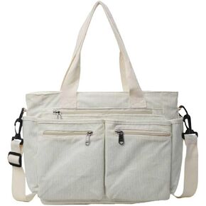 YDF Corduroy Tote Bag for Women Crossbody Purse with Zipper, Aesthetic Multi Pocket Work School Bag, Gifts for Mom Teacher in Kuwait